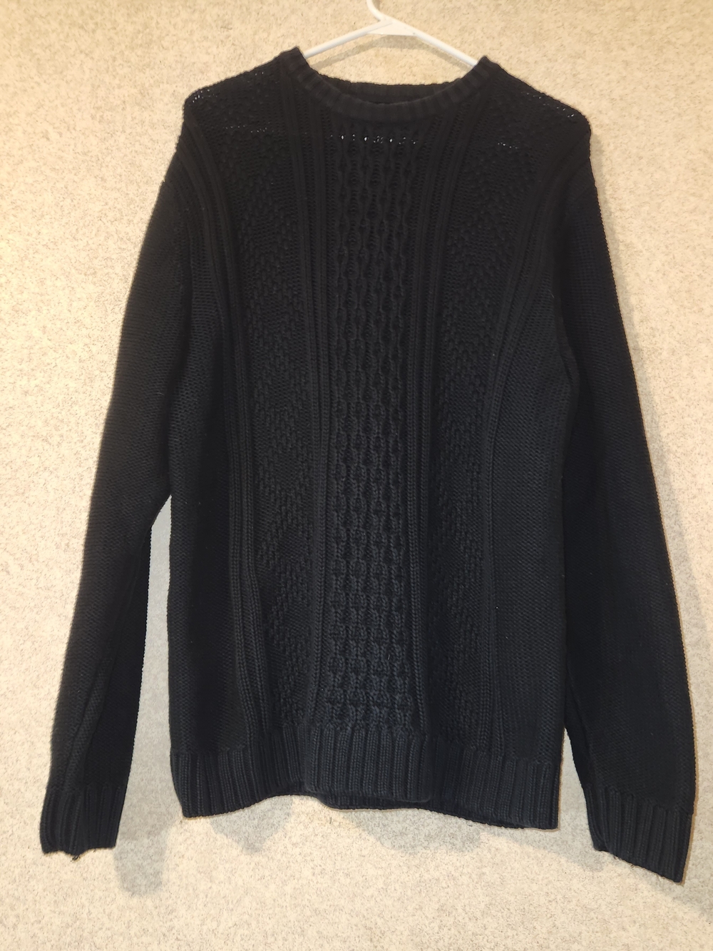 Chaps Black Cable-Knit Crewneck Sweater